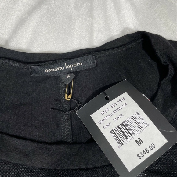 NWT Nanette‎ Lepore [SZ Medium ] Constellation Embellished Top in Black - Picture 7 of 12